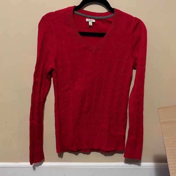 Sonoma Tops - Women Red V-Neck Sweater